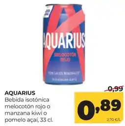 Alimerka Aquarius bebida isotónica melocotón rojo o manzana kiwi o pomelo açaí oferta