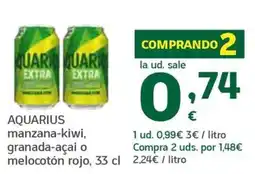 HiperDino Aquarius manzana-kiwi, granada-açaí o melocotón rojo oferta
