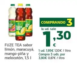 HiperDino Fuze Tea sabor limón, maracuyá, mango-piña y melocotón oferta