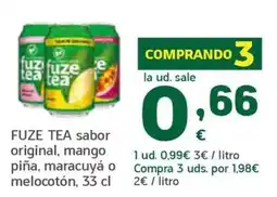 HiperDino fuze tea sabor original, mango piña, maracuyá o melocotón oferta
