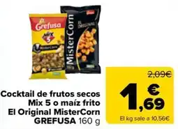 Carrefour Market Grefusa cocktail de frutos secos mix 5 o maiz frito el original mistercorn oferta