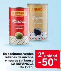 Carrefour Market La española aceitunas verdes rellenas de anchoa y negras sin hueso oferta