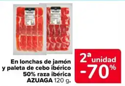 Carrefour Market Azuaaga en lonchas de jamón y paleta de cebo ibérico 50% raza ibérica oferta