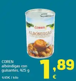 HiperDino Coren albóndigas con guisantes oferta