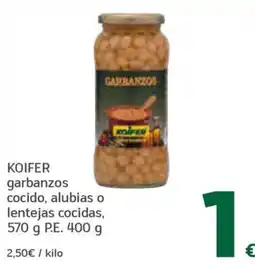 HiperDino koifer garbanzos cocido, alubias o lentejas cocidas oferta