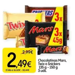 Dialprix Chocolatinas Mars, Twix o Snickers oferta