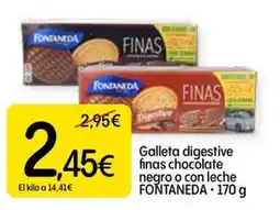 Dialprix Fontaneda galleta digestive finas chocolate negro o con leche oferta