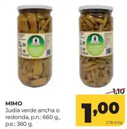 Alimerka Mimo judia verde ancha o redonda oferta