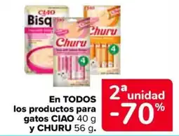 Carrefour Market Ciao y churu en todos los productos para gatos oferta