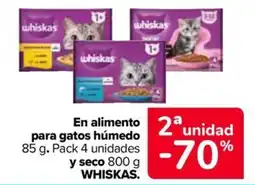 Carrefour Market Whiskas en alimento para gatos húmedo y seco oferta