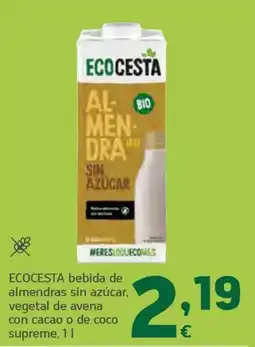 HiperDino Ecocesta bebida de almendras sin azúcar oferta