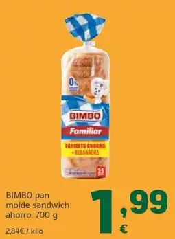 HiperDino Bimbo pan molde sandwich oferta