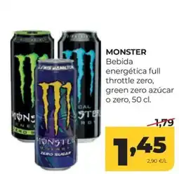 Alimerka Monster bebida energética full throttle zero, green zero azúcar o zero oferta