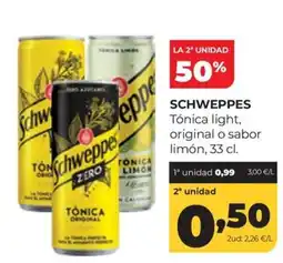 Alimerka Schweppes Tónica light original o sabor limón oferta