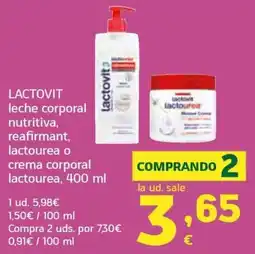 HiperDino Lactovit leche corporal nutritiva, reafirmant, lactourea o crema corporal lactourea oferta