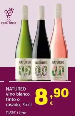 HiperDino Natureo vino blanco, tinto o rosado oferta