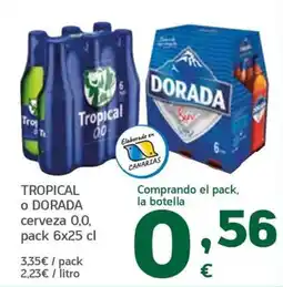 HiperDino Tropical o Dorada cerveza 0,0 oferta