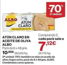 El Corte Inglés Albo atún claro en aceite de oliva oferta