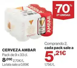 El Corte Inglés Cerveza ambar oferta