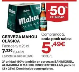 El Corte Inglés Mahou cerveza clásica oferta