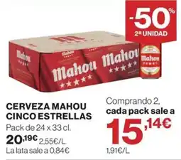 El Corte Inglés Mahou cerveza cinco estrellas oferta