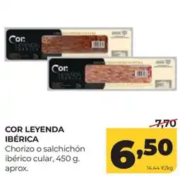Alimerka Cor leyenda ibérica chorizo o salchichón ibérico cular oferta