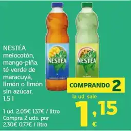 HiperDino Nestea melocotón, mango-piña, té verde de maracuyá, limón o limón sin azúcar oferta
