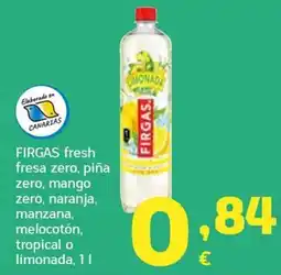HiperDino Firgas fresh fresa zero, piña zero, mango zero, naranja, manzana, melocotón, tropical o limonada oferta