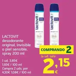 HiperDino Lactovit desodorante original invisible o piel sensible oferta