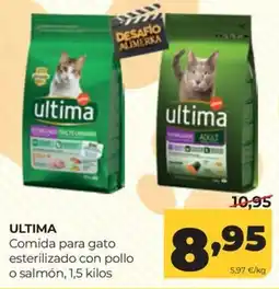 Alimerka ultima comida para gato esterilizado con pollo o salmón oferta