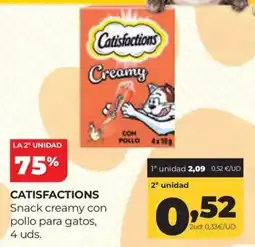 Alimerka Catisfactions snack creamy con pollo para gatos oferta