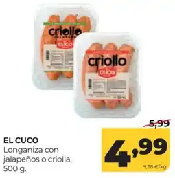 Alimerka El cuco longaniza con jalapeños o criolla oferta
