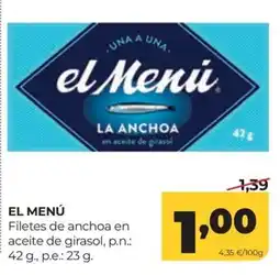 Alimerka el Menú filetes de anchoa en aceite de girasol oferta