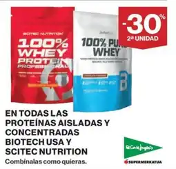 El Corte Inglés En todas las proteinas aisladas y concentradas biotech usa y scitec nutrition oferta
