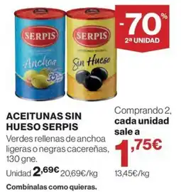 El Corte Inglés Serpis aceitunas sin hueso oferta