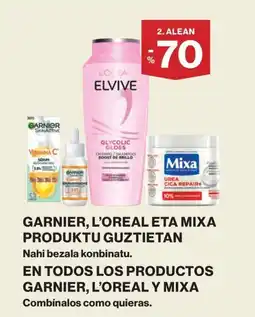 El Corte Inglés Garnier, l'oreal eta mixa produktu guztietan oferta