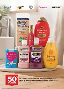 Hipercor Johnson's baby, ogx, le petit marseillais, carefree y listerine oferta