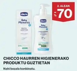 El Corte Inglés Chicco baby moments haurren higienerako produktu guztietan oferta
