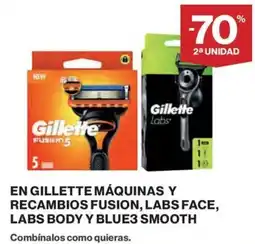 El Corte Inglés Gillette máquinas y recambios fusion, labs face, labs body y blue3 smooth oferta