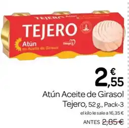 Supermercados El Jamón Tejero atún aceite de girasol oferta