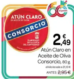Supermercados El Jamón Consorcio atún claro en aceite de oliva oferta