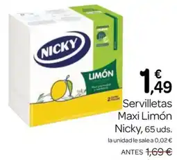 Supermercados El Jamón Nicky servilletas maxi limón oferta