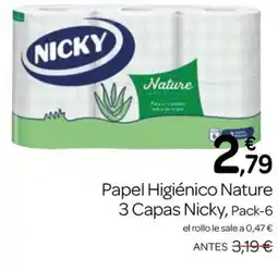 Supermercados El Jamón Nicky Papel Higiénico Nature oferta