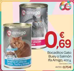 Supermercados El Jamón Ifa Amigo Bocaditos Gato Buey o Salmón oferta