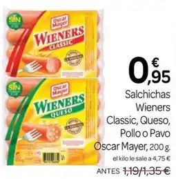 Supermercados El Jamón Oscar Mayer Wieners Classic, Queso, Pollo o Pavo oferta