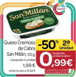 Supermercados El Jamón San Millán Queso Cremoso de Cabra oferta