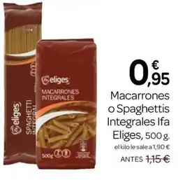 Supermercados El Jamón Eliges macarrones integrales oferta