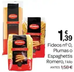 Supermercados El Jamón Romero fideos n° 0, plumas o espaghettis oferta