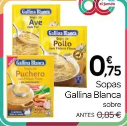 Supermercados El Jamón Gallina Blanca sopas oferta