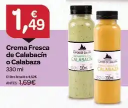 Supermercados El Jamón Capon de Galera crema fresca de calabacin o calabaza oferta
